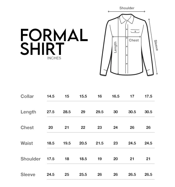 Shirt size chart sale