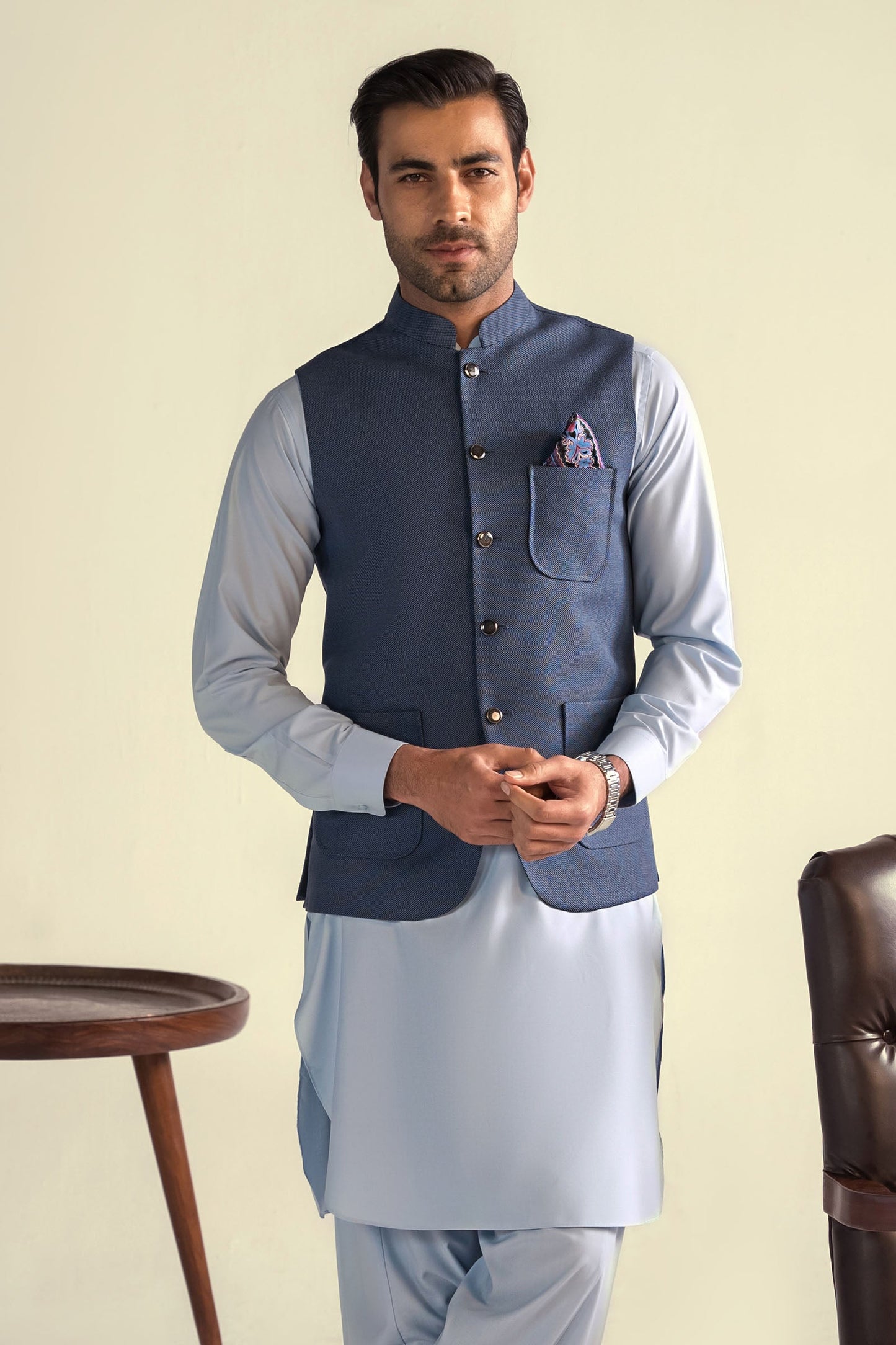 Takhleeq Blue Waist Coat WCT3