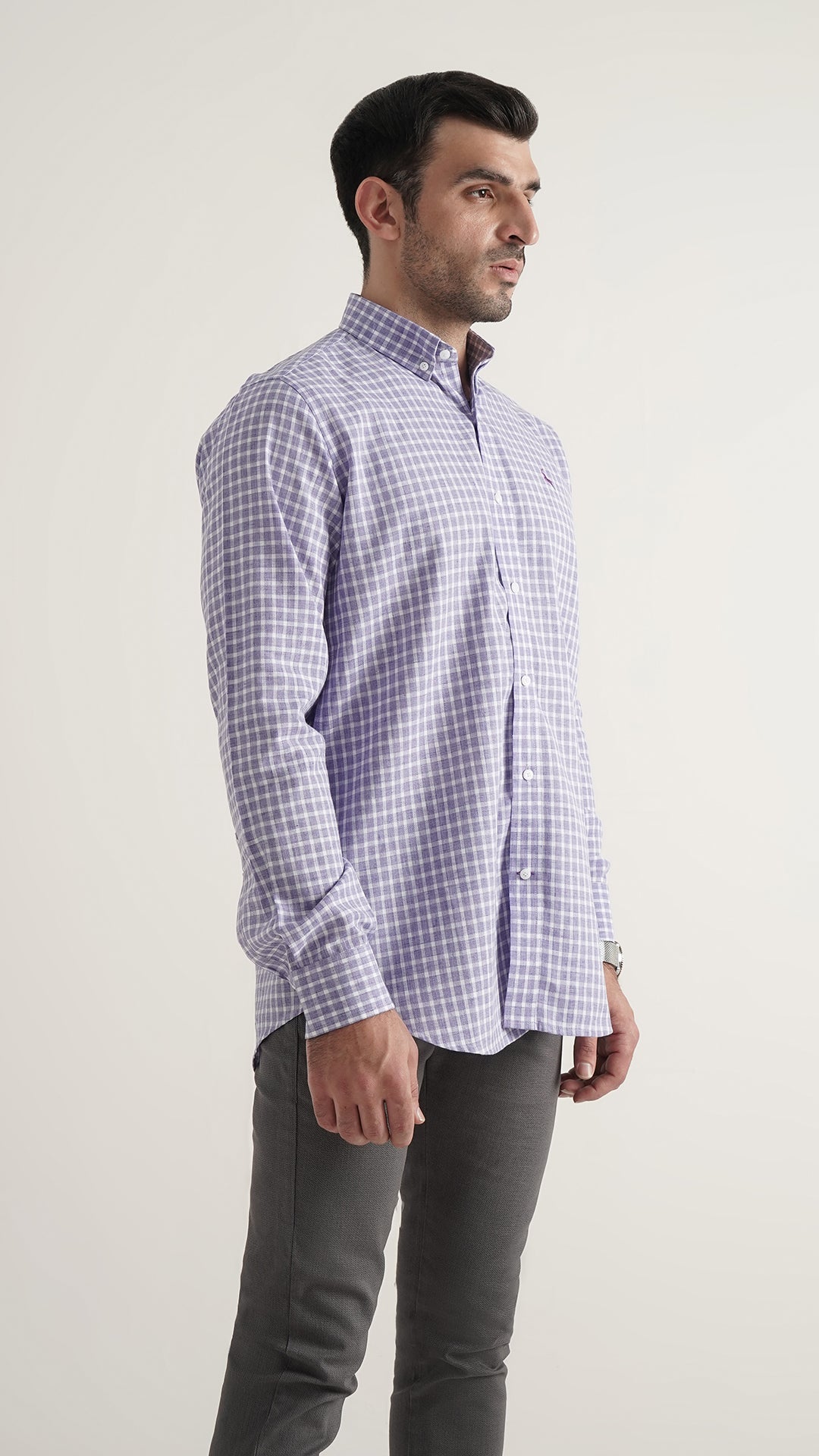 Markhor Purple Check Linen Signature Casual Shirt