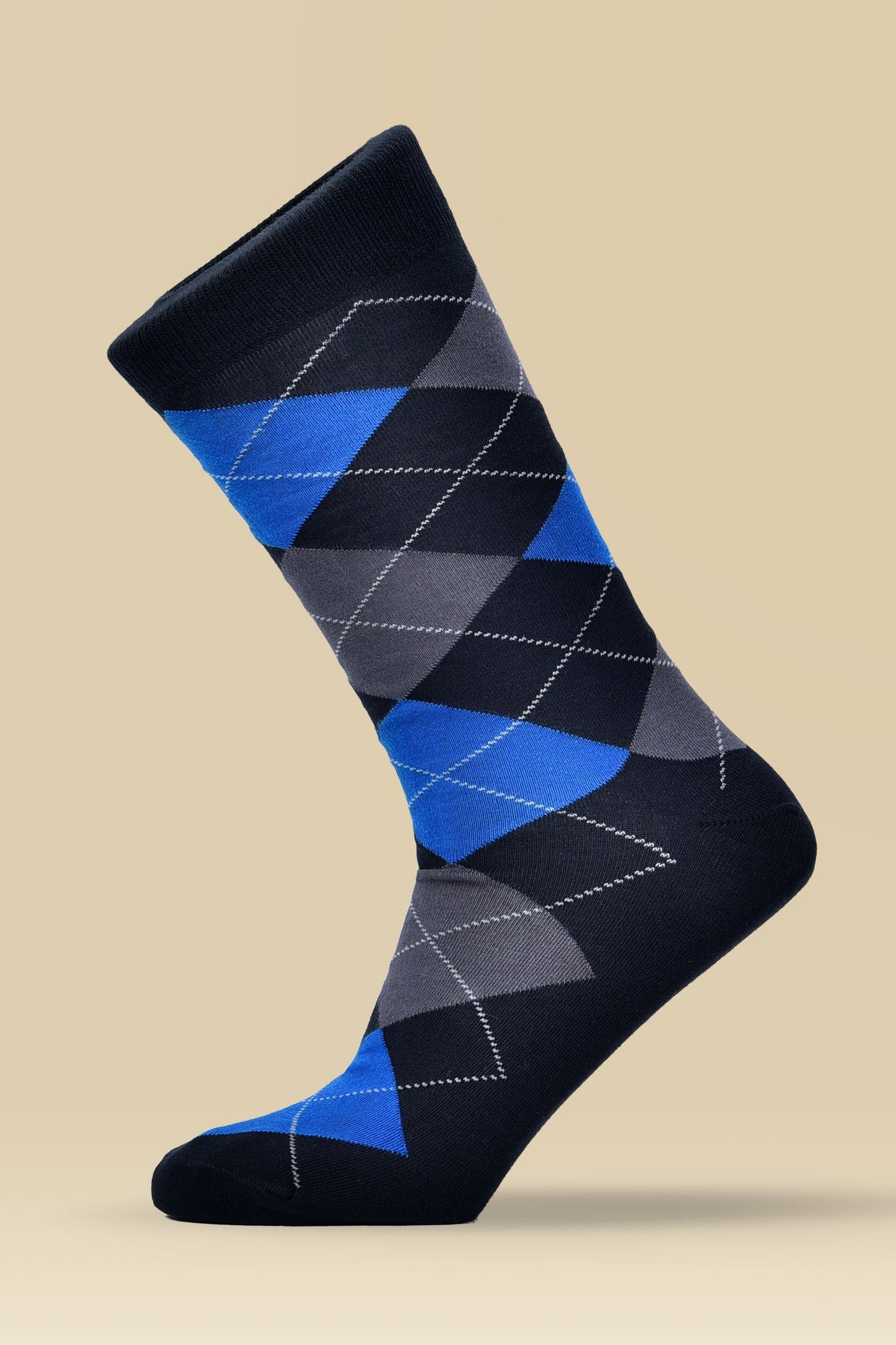 Checkered Blue&Black Combed Cotton Socks
