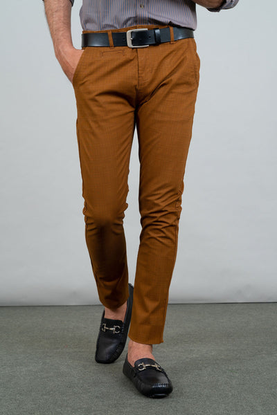 Regular Fit Tan Check Chinos