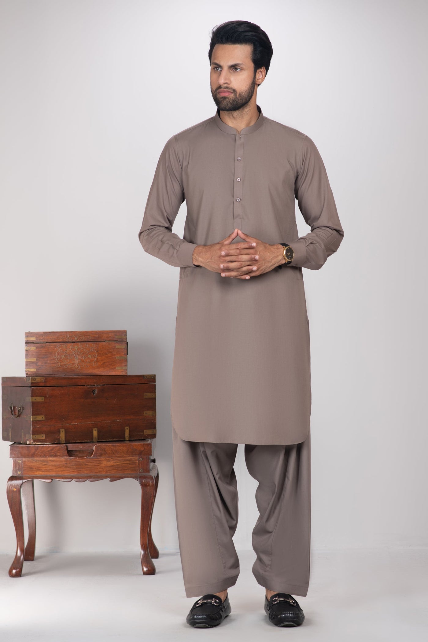 BROWN SHALWAR SUIT-RAISHAM