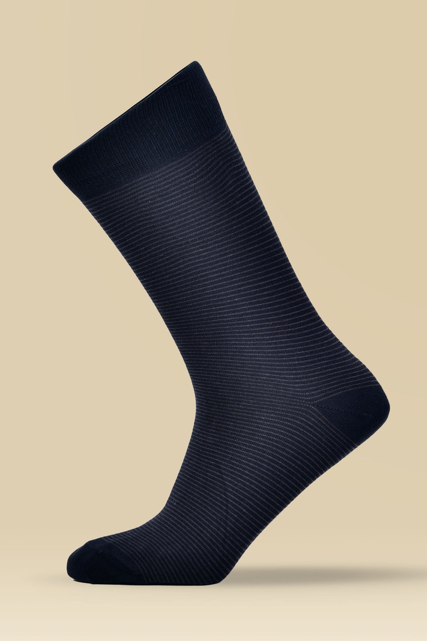 Black with Grey Striped Combed Cotton Socks