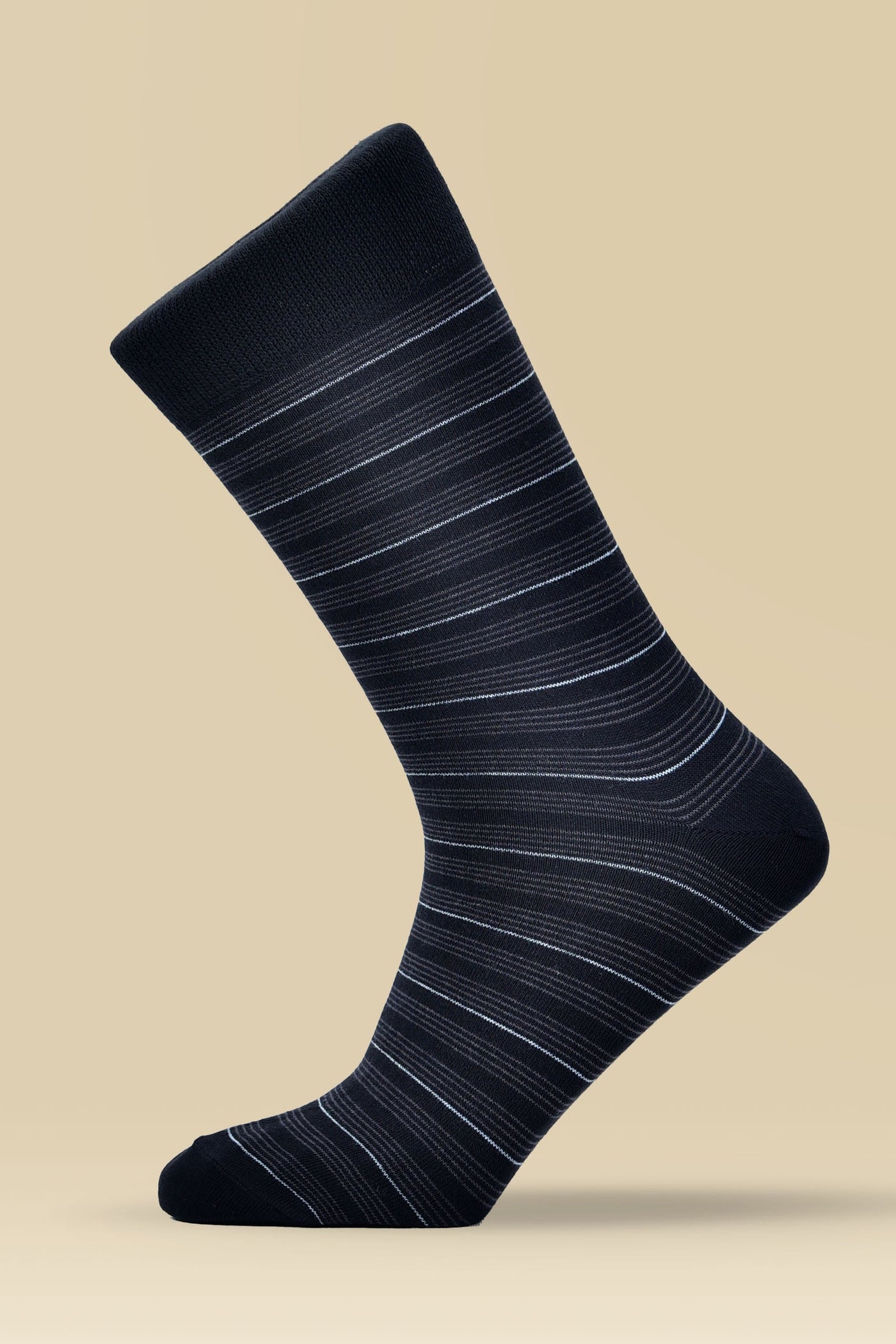 Grey Striped Combed Cotton Socks