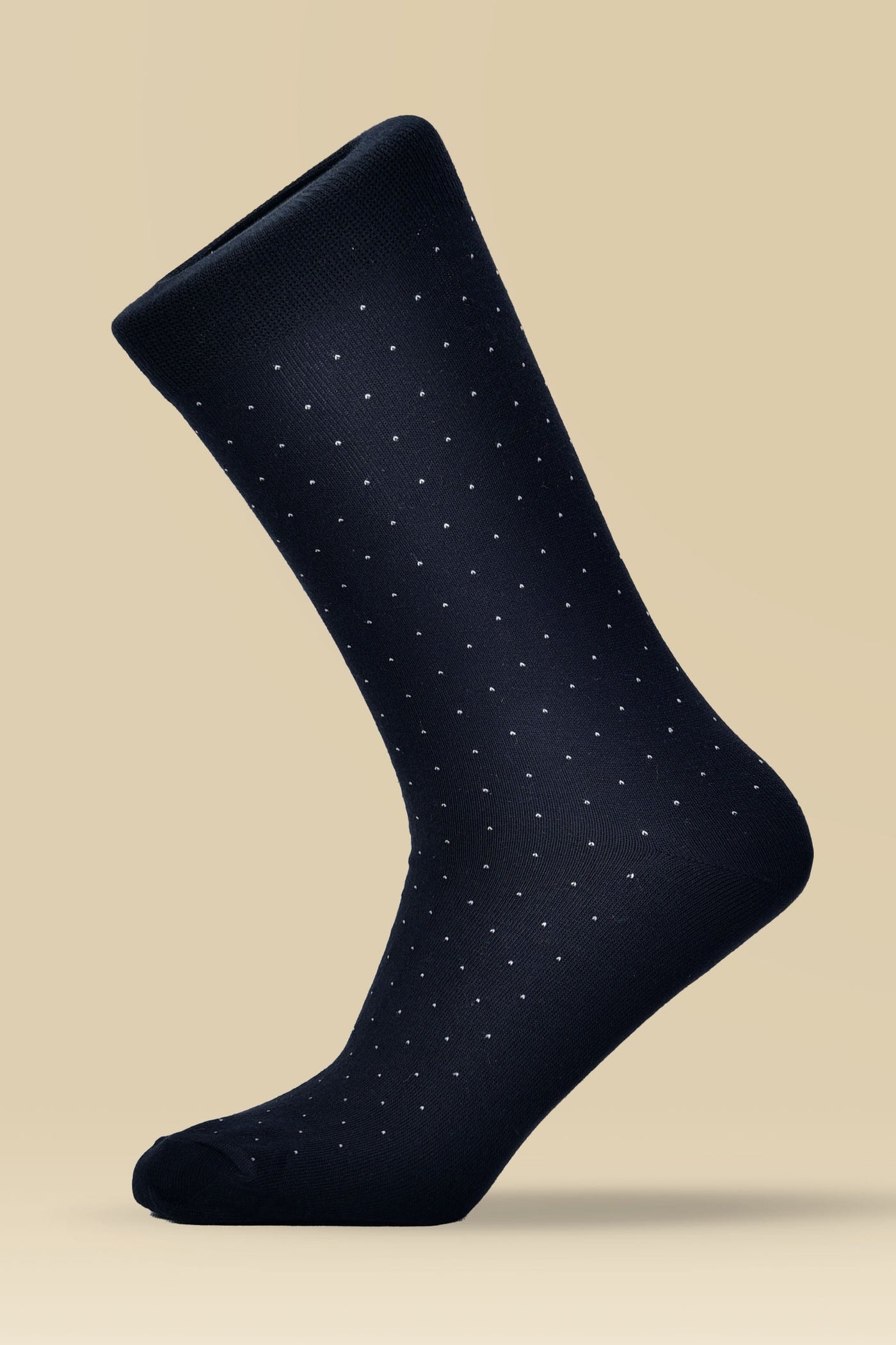 Dotted Black with White Combed Cotton Socks