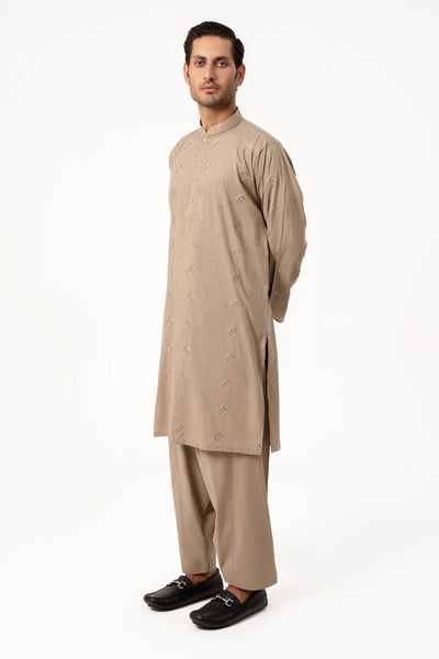 Light Brown - Embroidered Shalwar Kameez