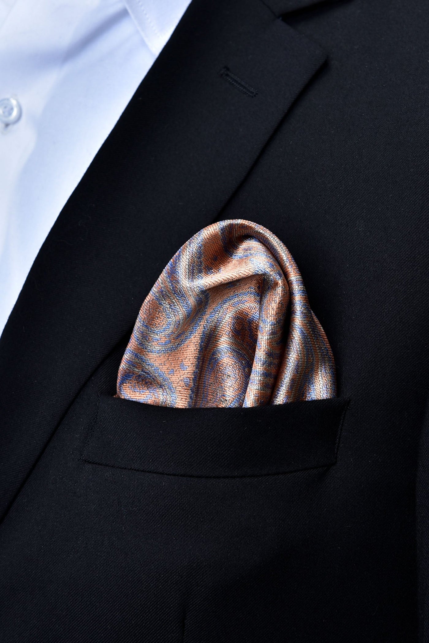 Brown with Blue Paral Pocket Square