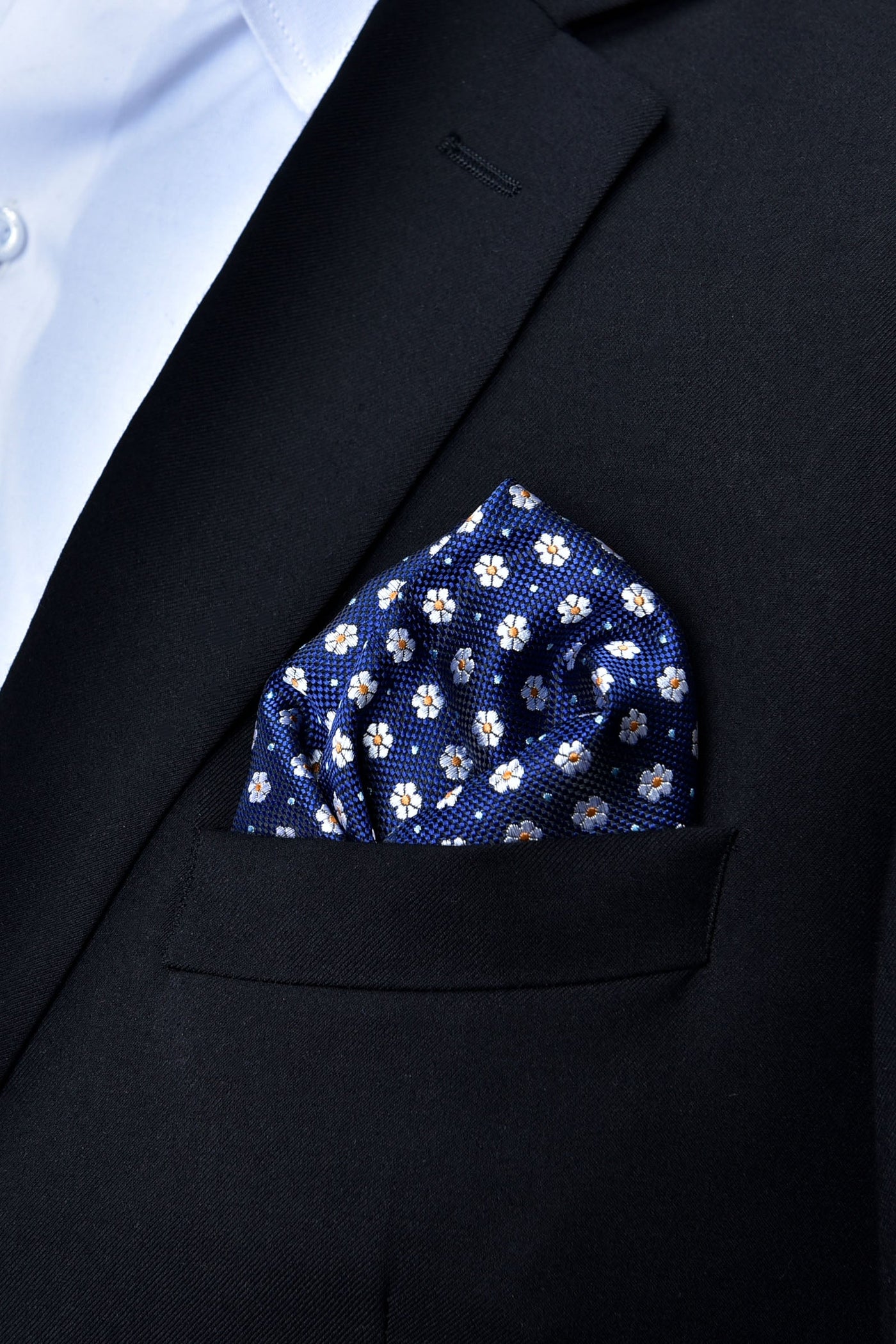 Blue with White texture Pocket Square