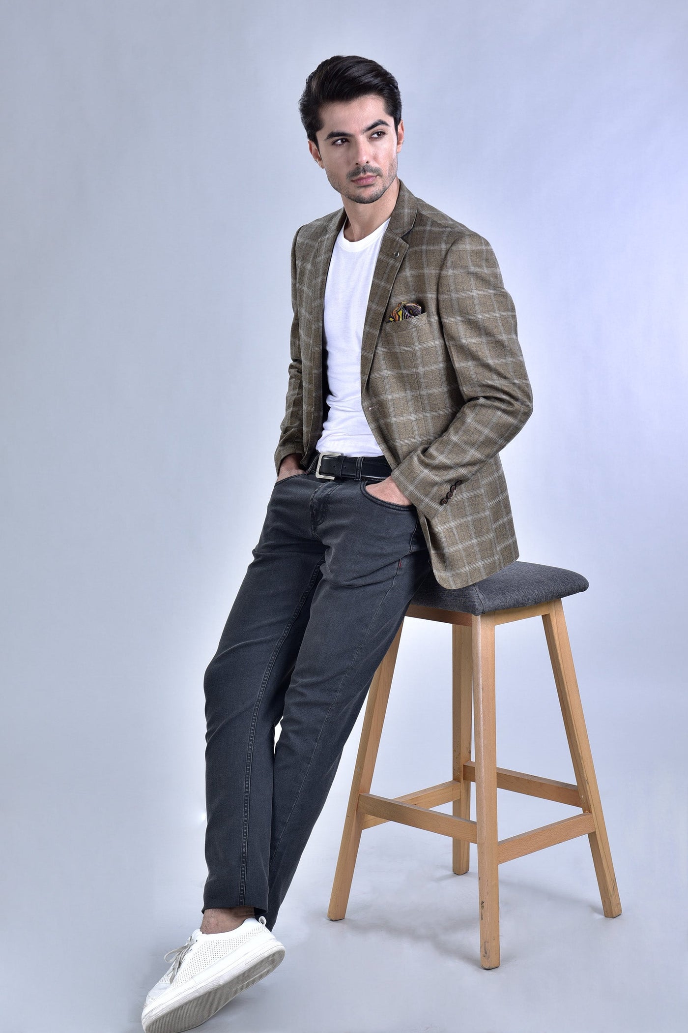 Skin Tweed Checkerd Casual Coat